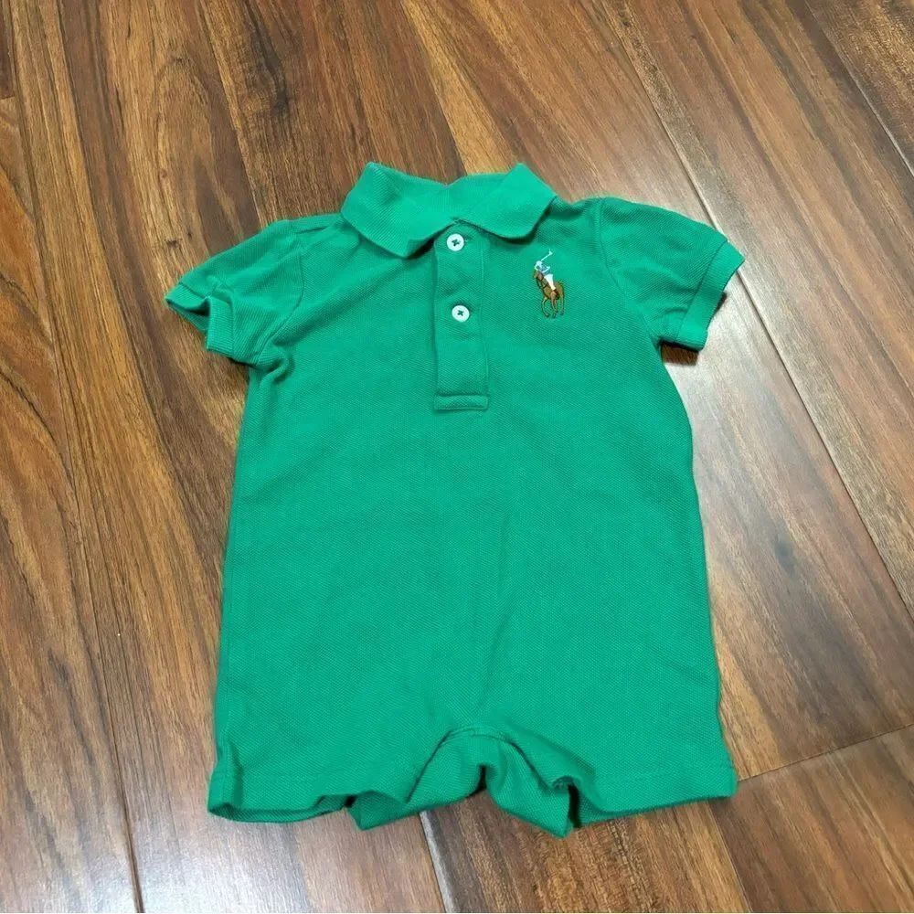 Ralph Lauren Kelly green collared polo romper